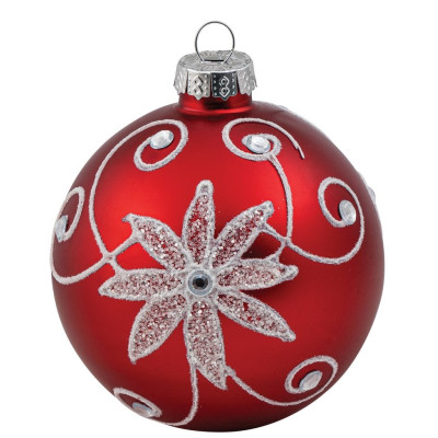 Κόκκινη Γυάλινη Χριστουγεννιάτικη Μπάλα 8cm,Σέτ/6