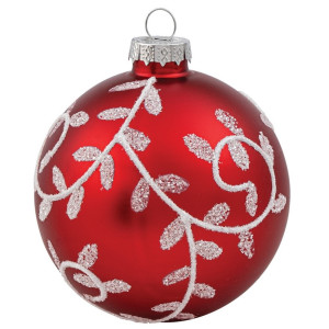 Κόκκινη Γυάλινη Χριστουγεννιάτικη Μπάλα 8cm,Σέτ/6
