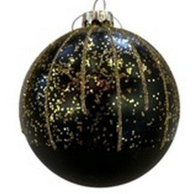 Μάυρη Γυάλινη Χριστουγεννιάτικη Μπάλα 8cm,Σέτ/6