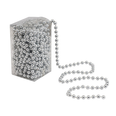 Ασημί Χριστουγεννιάτικη Γιρλάντα Χάντρες 8mm x 10 Μέτρα