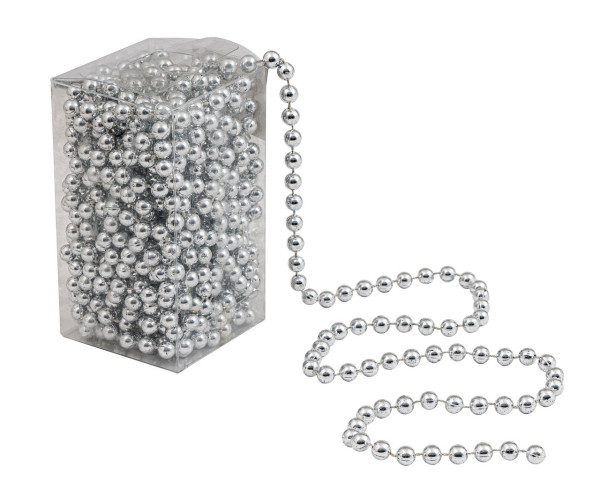 Ασημί Χριστουγεννιάτικη Γιρλάντα Χάντρες 8mm x 10 Μέτρα