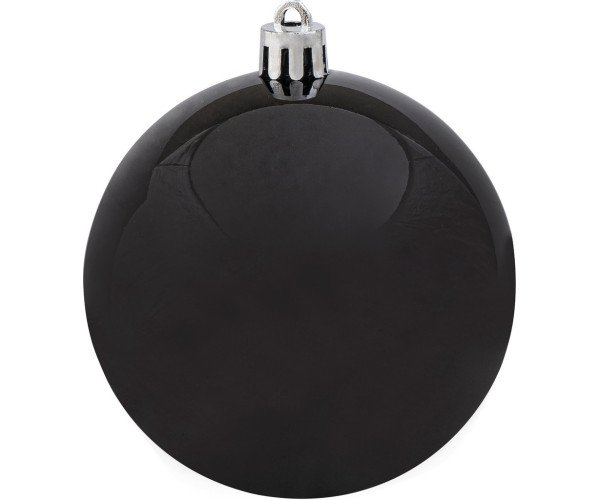 Μάυρη Πλαστική Χριστουγεννιάτικη Μπάλα 10cm,Σέτ/4