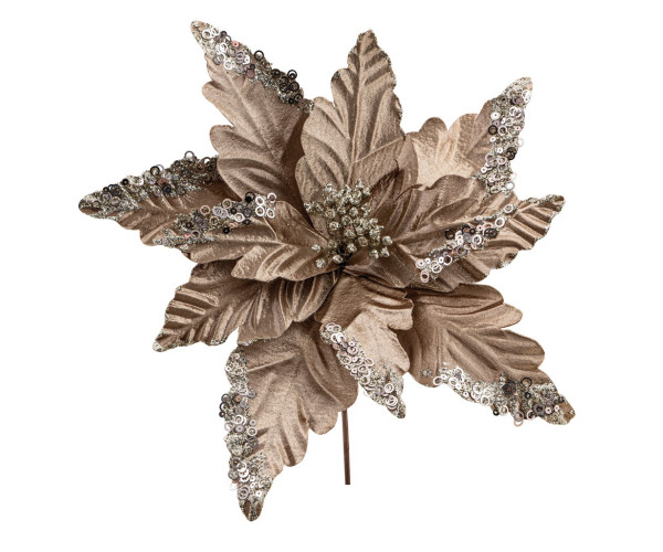 Σαμπανί Χριστουγεννιάτικο Διακοσμητικό Λουλούδι 33cm