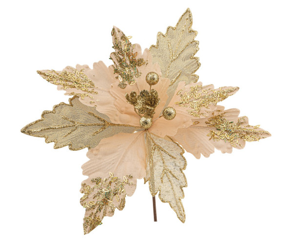 Χρυσό Χριστουγεννιάτικο Διακοσμητικό Λουλούδι 32cm