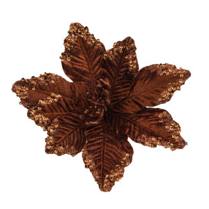 Καφέ Χριστουγεννιάτικο Διακοσμητικό Λουλούδι 25cm