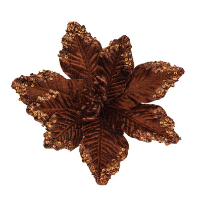 Καφέ Χριστουγεννιάτικο Διακοσμητικό Λουλούδι 25cm