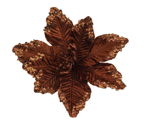 Καφέ Χριστουγεννιάτικο Διακοσμητικό Λουλούδι 25cm