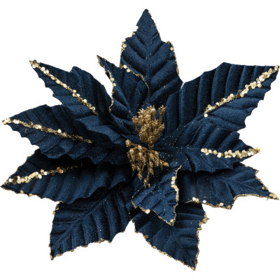 Μπλέ Χριστουγεννιάτικο Διακοσμητικό Λουλούδι 30cm