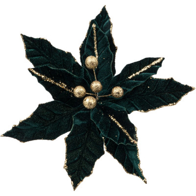 Πράσινο Χριστουγεννιάτικο Διακοσμητικό Λουλούδι 28cm