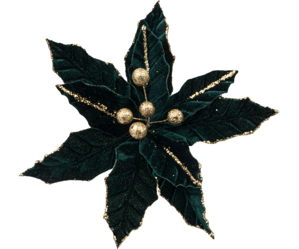 Πράσινο Χριστουγεννιάτικο Διακοσμητικό Λουλούδι 28cm