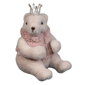 Ρόζ Επιδαπέδια Χριστουγεννιάτικη Διακοσμητική Αρκούδα 17 x 13 x 21(h)cm