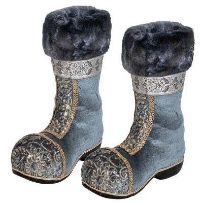 Μπλέ Επιδαπέδιες Χριστουγεννιάτικες Διακοσμητικες Μπότες 30 x 28 x 38(h)cm ,Σέτ 2 Τεμαχίων