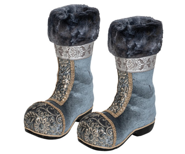 Μπλέ Επιδαπέδιες Χριστουγεννιάτικες Διακοσμητικες Μπότες 30 x 28 x 38(h)cm ,Σέτ 2 Τεμαχίων