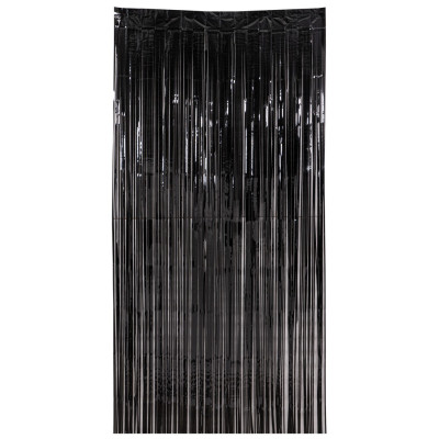 Μάυρη Μεταλλιζέ Διακοσμητική Κουρτίνα 100 x 200(h)cm