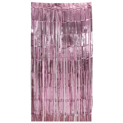 Ρόζ Μεταλλιζέ Διακοσμητική Κουρτίνα 100 x 200(h)cm