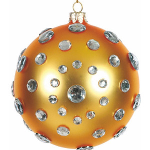Γυάλινη Χρυσή Χριστουγεννιάτικη Μπάλα 10cm,Σέτ/2