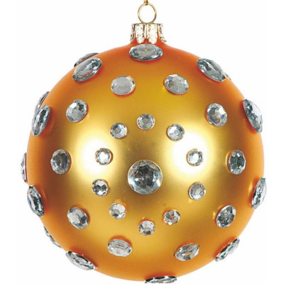 Γυάλινη Χρυσή Χριστουγεννιάτικη Μπάλα 10cm,Σέτ/2