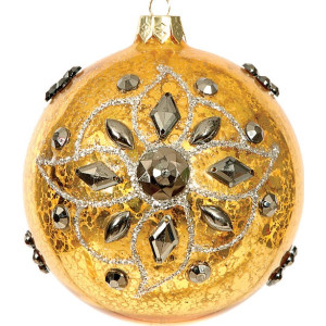 Γυάλινη Χρυσή Χριστουγεννιάτικη Μπάλα 10cm,Σέτ/2