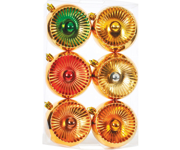 Χρυσές Χριστουγεννιάτικες Μπάλες 8cm,Σέτ/6