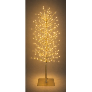 Χρυσό Φωτιζόμενο Δέντρο Με 400 Led Copper Φωτάκια Θερμού Φωτισμού 2700 Kelvin (40Led Flash) ,Μετασχηματιστή ip44 Και Dimmer 120(h)cm