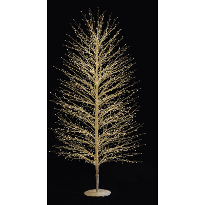 Λευκό Φωτιζόμενο Δέντρο Με 2000 Led Copper Φωτάκια Θερμού Φωτισμού ,Μετασχηματιστή ip44 Και Dimmer 180(h)cm