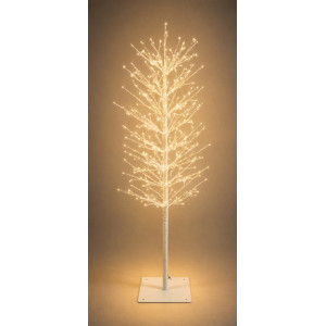 Λευκό Φωτιζόμενο Δέντρο Με 400 Led Copper Φωτάκια 2700 Kelvin (40 Led Flash) ,Μετασχηματιστή ip44 Και Dimmer 120(h)cm