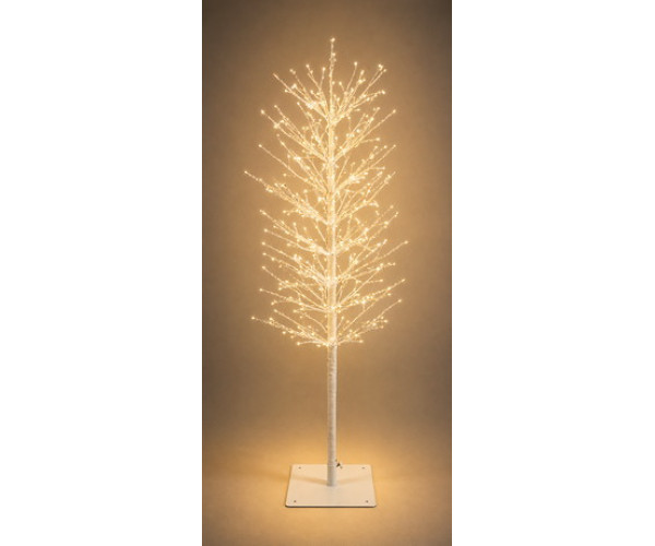 Λευκό Φωτιζόμενο Δέντρο Με 400 Led Copper Φωτάκια 2700 Kelvin (40 Led Flash) ,Μετασχηματιστή ip44 Και Dimmer 120(h)cm