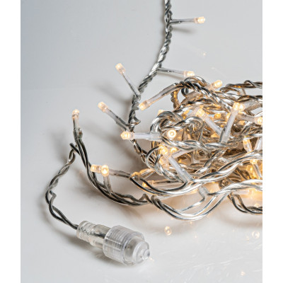 100Led Λαμπάκια Με Επέκταση,Πρόγραμμα Και Μετασχηματιστή Ip44 ,Διάφανο Καλώδιο/Θερμό Λαμπάκι , (5cm Απόσταση) 5 Μέτρα (Kelvin: 2.500 - 3.000) 