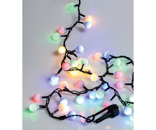 100Led Λαμπάκια Με Μπίλια Με Πρόγραμμα,Επέκταση Και Μετασχηματιστή Ip44 ,Πράσινο Καλώδιο/Πολύχρωμο Λαμπάκι 5 Μέτρα