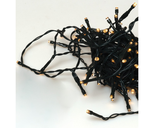 100Led Φωτάκια Με Ηλιακό Πάνελ , 8 Προγράμματα Και Μετασχηματιστή Ip44, Πράσινο Καλώδιο/Θερμό Λαμπάκι (10cm Απόσταση) 10 Μέτρα (Kelvin: 2.500 - 3.000)