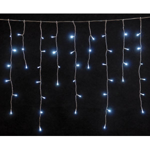 300Led Ασύμμετρη Κουρτίνα Με Επέκταση Και Μετασχηματιστή Ip44, 600 x 75(h)cm,Διάφανο Καλώδιο/ Λευκό (Πάγου) Λαμπάκι , (Kelvin: 6.000 - 10.000) 