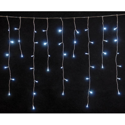 300Led Ασύμμετρη Κουρτίνα Με Επέκταση Και Μετασχηματιστή Ip44, 600 x 75(h)cm,Διάφανο Καλώδιο/ Λευκό (Πάγου) Λαμπάκι , (Kelvin: 6.000 - 10.000) 