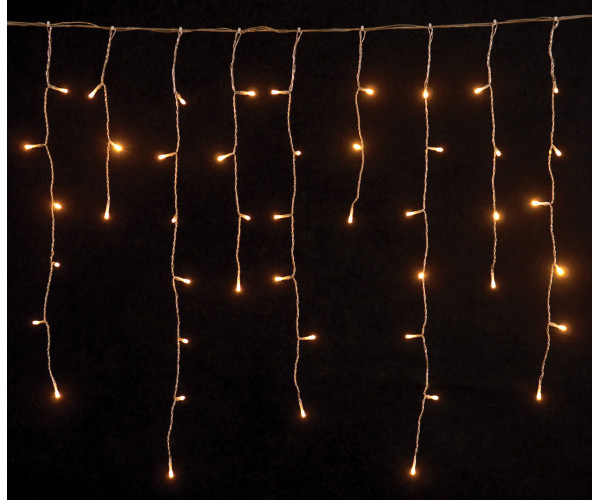 1200Led Σταθερή Ασύμμετρη Κουρτίνα Με Επέκταση Και Μετασχηματιστή Ip44, 600 x 35(h)cm,Διάφανο Καλώδιο/ Θερμό Λαμπάκι (Kelvin: 2.500 - 3.000)