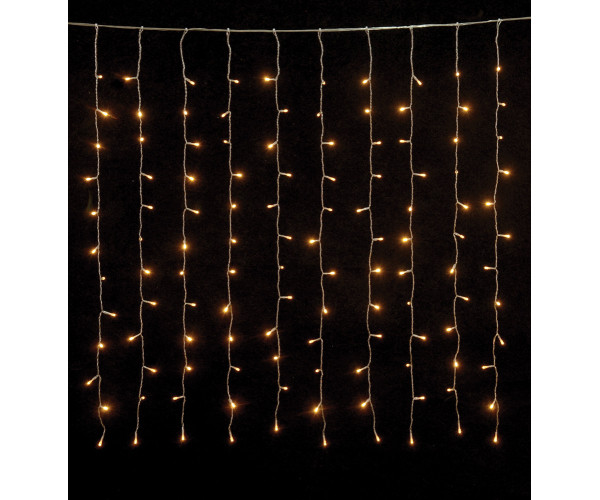 240Led All Flash Συμμετρική Κουρτίνα Με Επέκταση Πρόγραμμα Και Μετασχηματιστή 200 x 100(h)cm,Διάφανο Καλώδιο/Θερμό Λαμπάκι (Kelvin: 2.500 - 2.800)