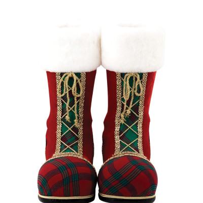 Κόκκινες Επιδαπέδιες Χριστουγεννιάτικες Διακοσμητικες Μπότες 30 x 28 x 38(h)cm ,Σέτ 2 Τεμαχίων