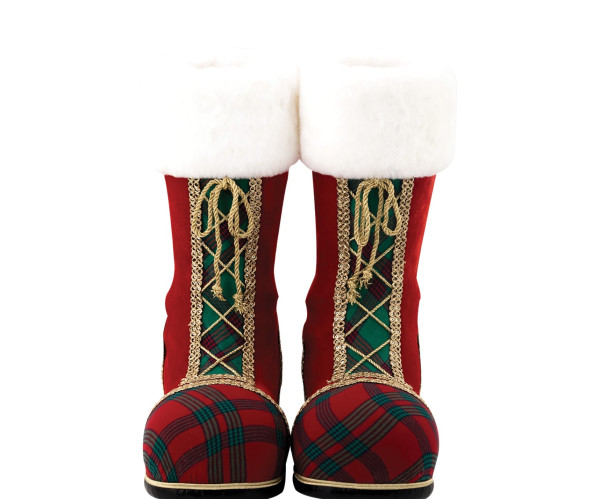 Κόκκινες Επιδαπέδιες Χριστουγεννιάτικες Διακοσμητικες Μπότες 30 x 28 x 38(h)cm ,Σέτ 2 Τεμαχίων