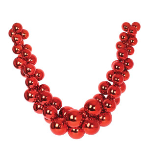 Κόκκινη Χριστουγεννιάτικη Διακοσμητική Γιρλάντα Με Κόκκινες Μπάλες Και Τρέσα 180cm