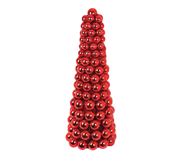 Κόκκινο Χριστουγεννιάτικο Διακοσμητικό Δέντρο Με Χρυσές Μπάλες Και Τρέσα 120cm