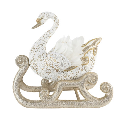 Χριστουγεννιάτικος Διακοσμητικός Κύκνος Σε Έλκυθρο 54 x 33 x 54(h)cm