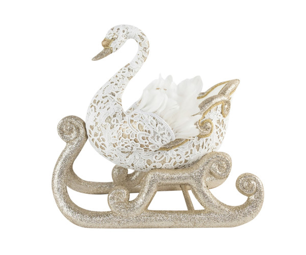 Χριστουγεννιάτικος Διακοσμητικός Κύκνος Σε Έλκυθρο 54 x 33 x 54(h)cm