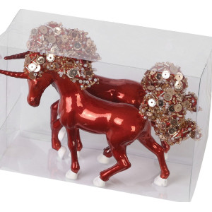 Κόκκινοι Κρεμαστοί Χριστουγεννιάτικοι Μονόκεροι 15 x 11cm, Σετ/2 Τεμαχίων