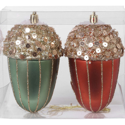 Πλαστικές Χριστουγεννιάτικες Μπάλες 12cm, Σετ/2 Τεμαχίων