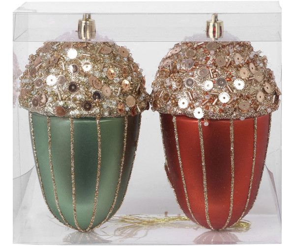 Πλαστικές Χριστουγεννιάτικες Μπάλες 12cm, Σετ/2 Τεμαχίων