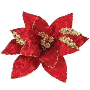 Κόκκινο Χριστουγεννιάτικο Διακοσμητικό Λουλούδι 30cm