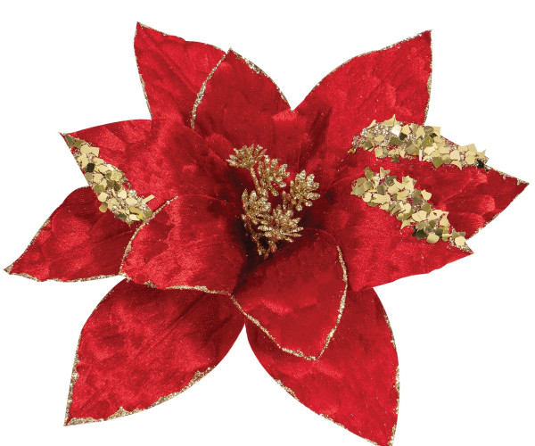 Κόκκινο Χριστουγεννιάτικο Διακοσμητικό Λουλούδι 30cm