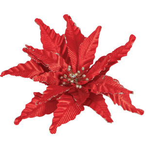 Κόκκινο Χριστουγεννιάτικο Διακοσμητικό Λουλούδι 31cm