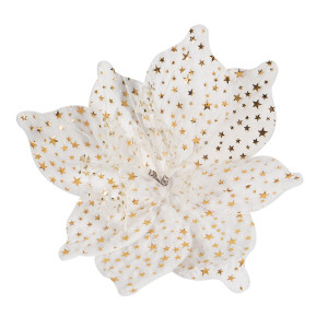 Κρέμ - Χρυσό Χριστουγεννιάτικο Διακοσμητικό Λουλούδι 24cm