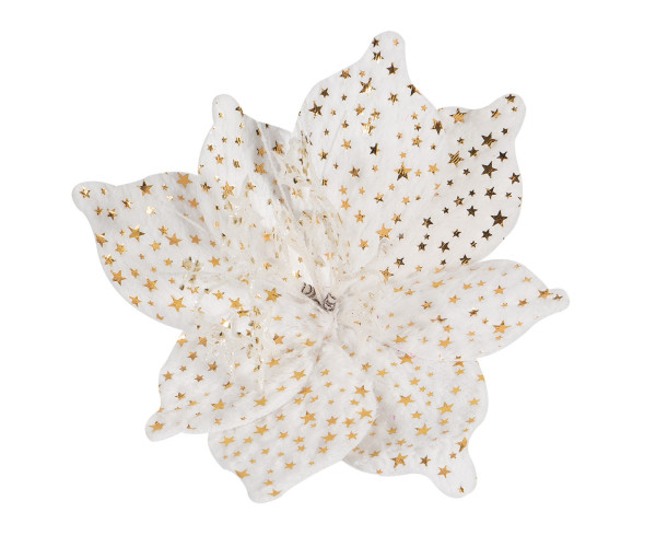 Κρέμ - Χρυσό Χριστουγεννιάτικο Διακοσμητικό Λουλούδι 24cm