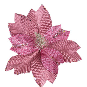 Ρόζ Χριστουγεννιάτικο Διακοσμητικό Λουλούδι 25cm