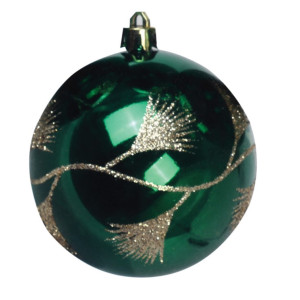 Πράσινη Γυαλιστερή Πλαστική Χριστουγεννιάτικη Μπάλα 10cm ,Σέτ/4